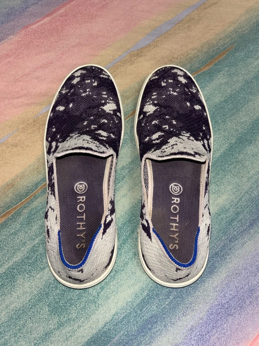 Rothy's Shibori Tye Dye Limited Edition Slip On Sneakers Shoes Womens Size 8